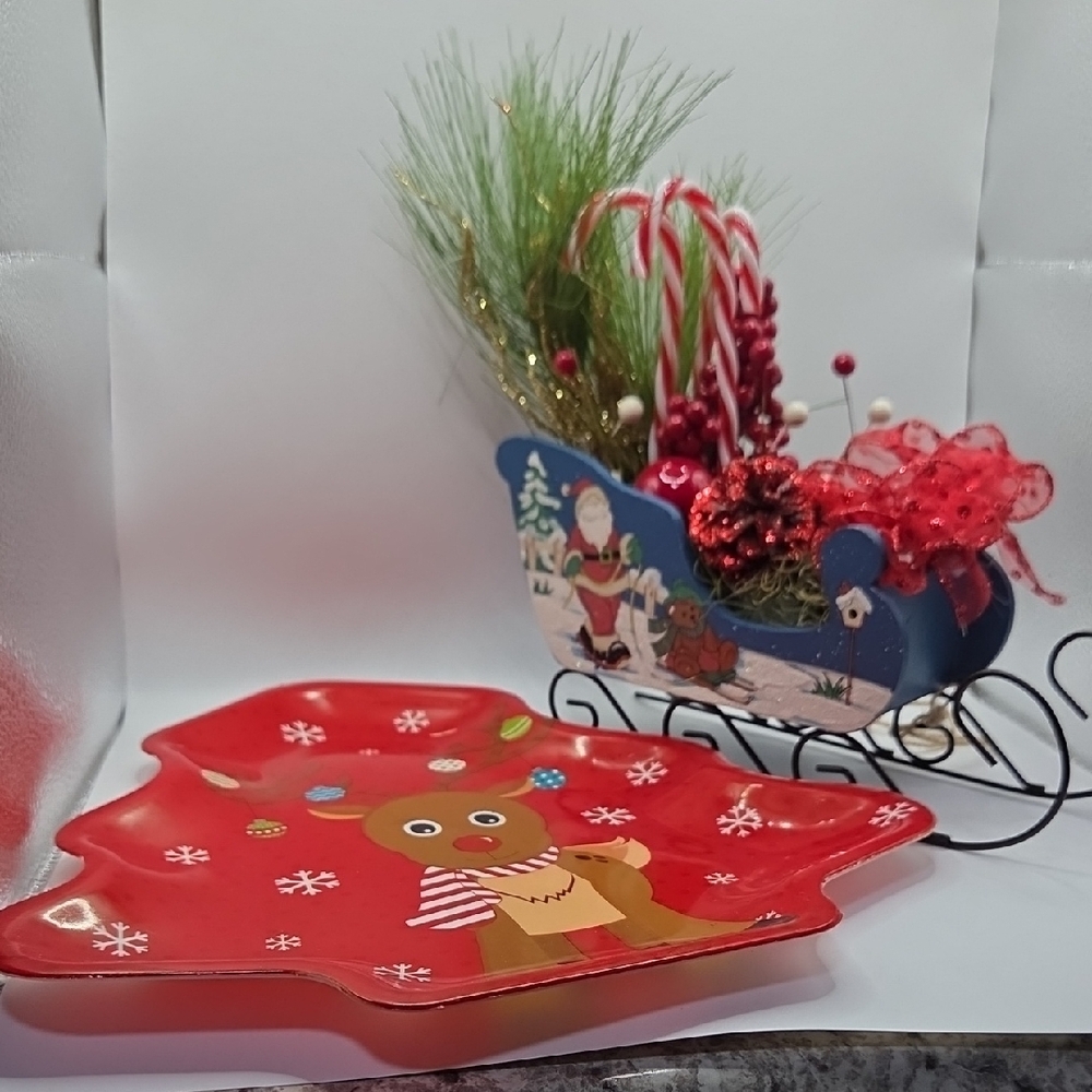 Festive Red Reindeer Holiday Decor Set